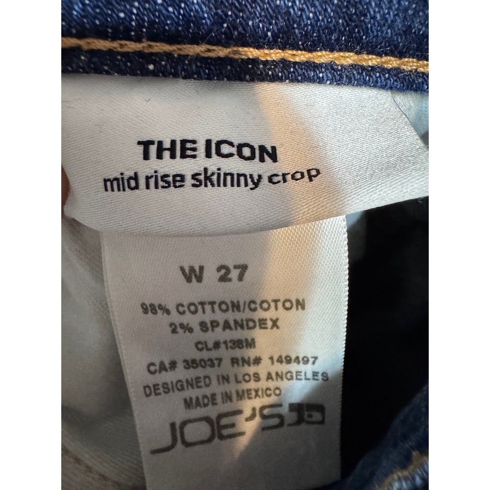 Joe's Jeans The Icon Mid Rise Crop Size 27 Raw Hem Contrast Side Stripe Comfort - Picture 4 of 7